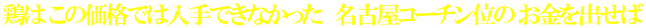 鶏は この価格では入手できなかった　名古屋コーチン位の お金を出せば